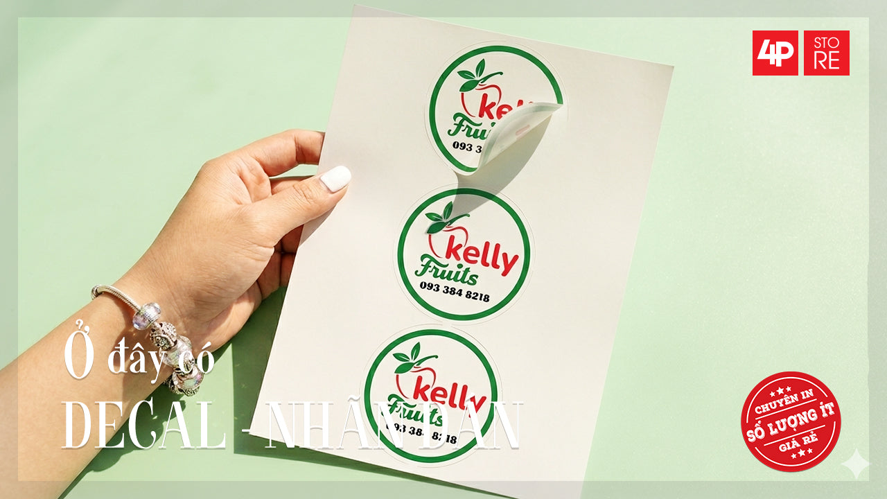 DECAL GIẤY, KHÔNG CÁN MÀNG, TRÒN, CẮT ĐỨT NỬA