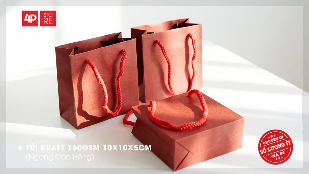 10 TÚI KRAFT ĐỎ 10X10X5CM - QUÀ TẶNG NGÀY KỶ NIỆM