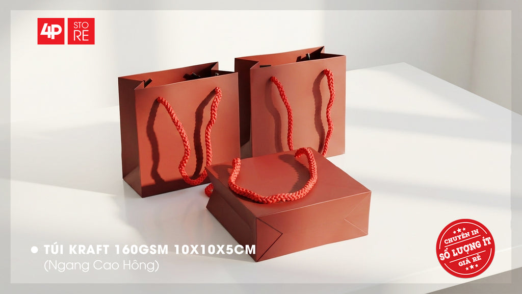 10 TÚI KRAFT ĐỎ 10X10X5CM - QUÀ TẶNG NGÀY KỶ NIỆM