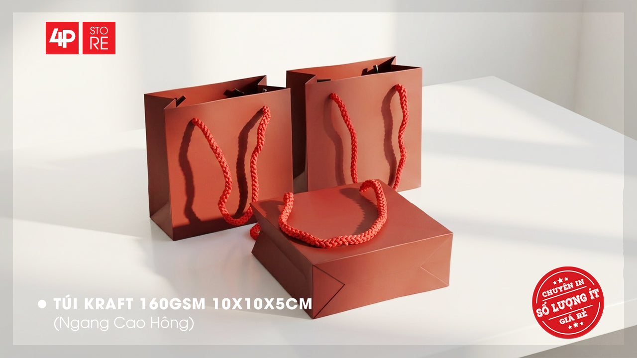 10 TÚI KRAFT ĐỎ 10X10X5CM - QUÀ TẶNG NGÀY KỶ NIỆM