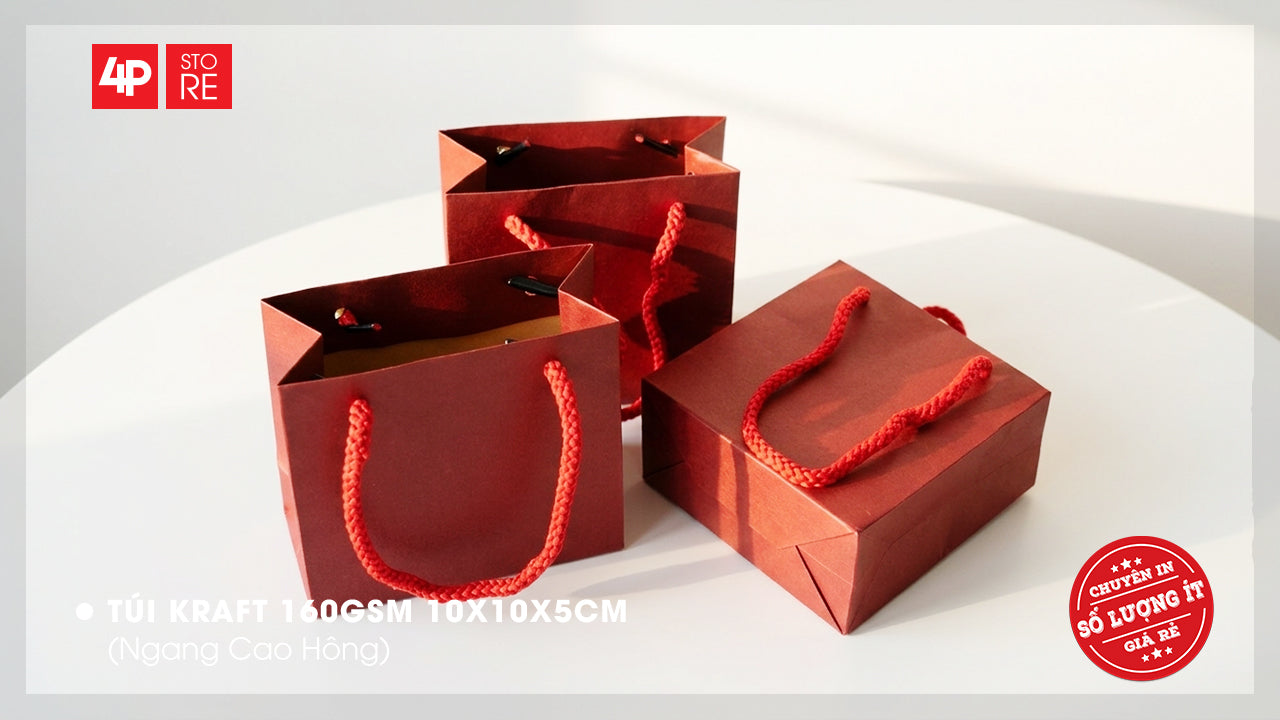 10 TÚI KRAFT ĐỎ 10X10X5CM - QUÀ TẶNG NGÀY KỶ NIỆM