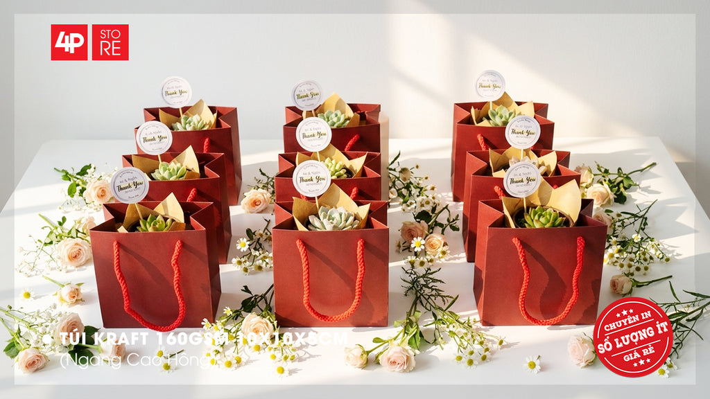 10 TÚI KRAFT ĐỎ 10X10X5CM - QUÀ TẶNG NGÀY KỶ NIỆM