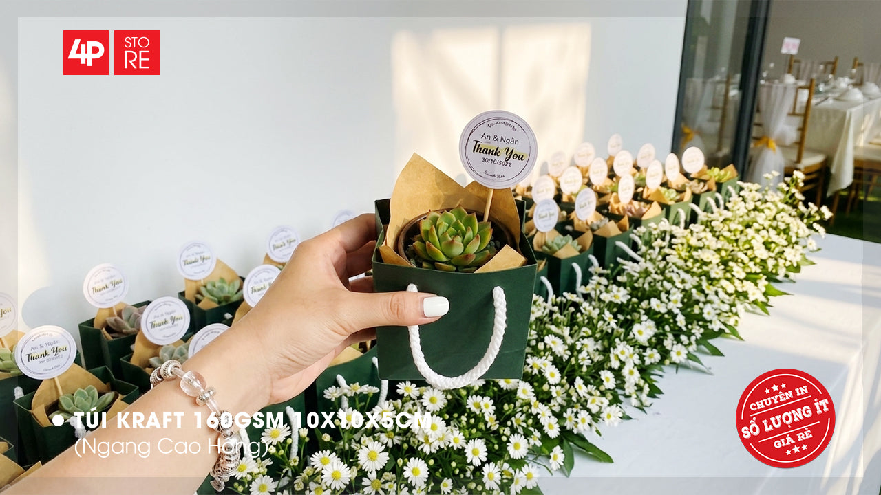 10 TÚI KRAFT XANH LÁ 10X10X5CM - QUÀ TẶNG NGÀY KỶ NIỆM