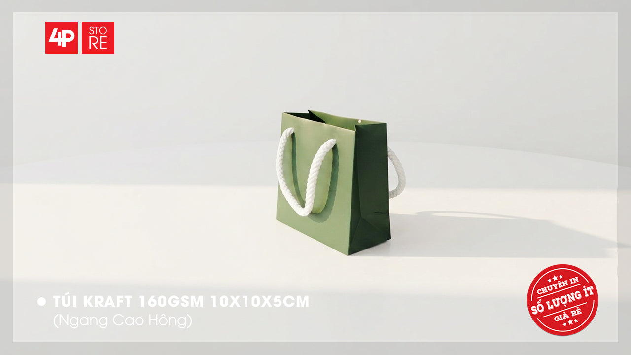 10 TÚI KRAFT XANH LÁ 10X10X5CM - QUÀ TẶNG NGÀY KỶ NIỆM