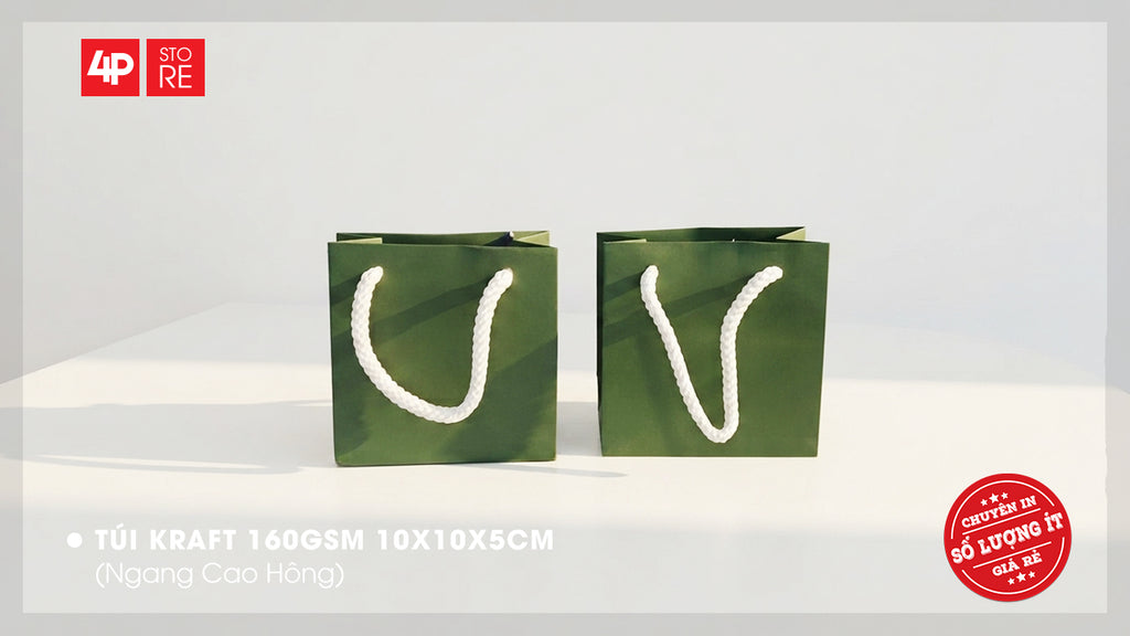 10 TÚI KRAFT XANH LÁ 10X10X5CM - QUÀ TẶNG NGÀY KỶ NIỆM