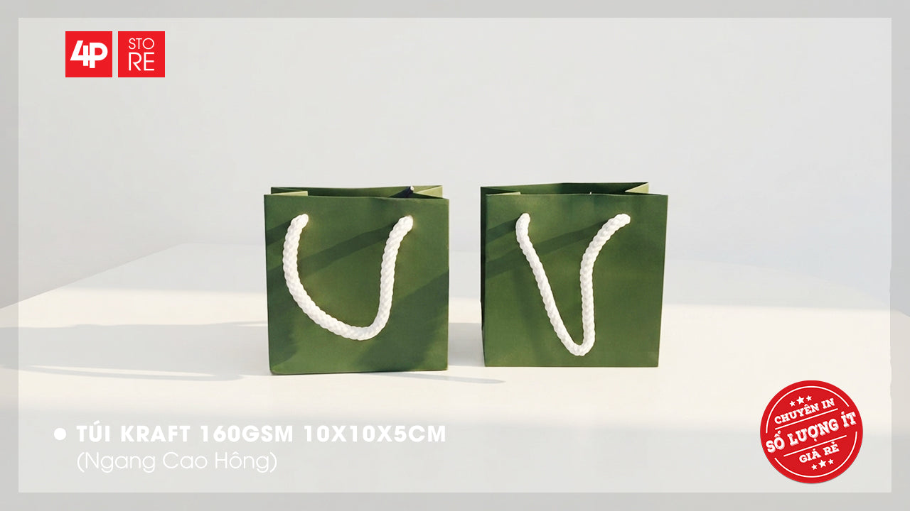 10 TÚI KRAFT XANH LÁ 10X10X5CM - QUÀ TẶNG NGÀY KỶ NIỆM