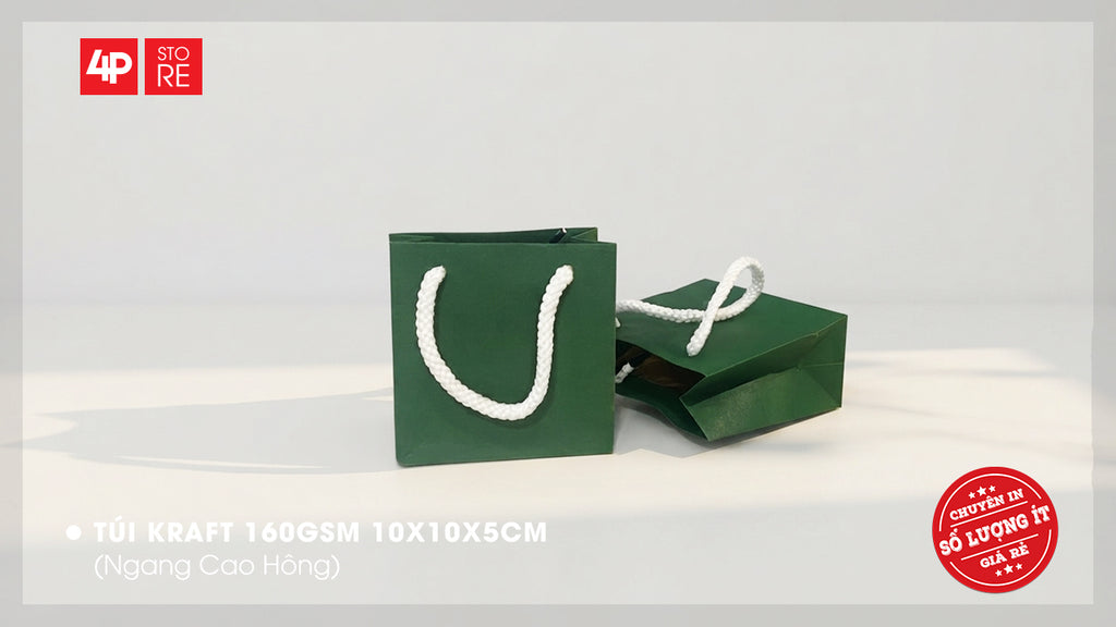 10 TÚI KRAFT XANH LÁ 10X10X5CM - QUÀ TẶNG NGÀY KỶ NIỆM