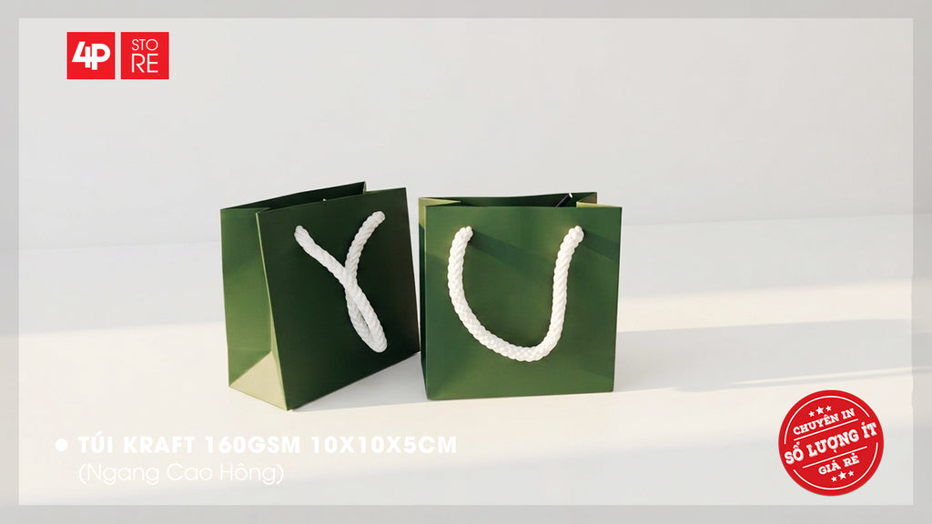 10 TÚI KRAFT XANH LÁ 10X10X5CM - QUÀ TẶNG NGÀY KỶ NIỆM
