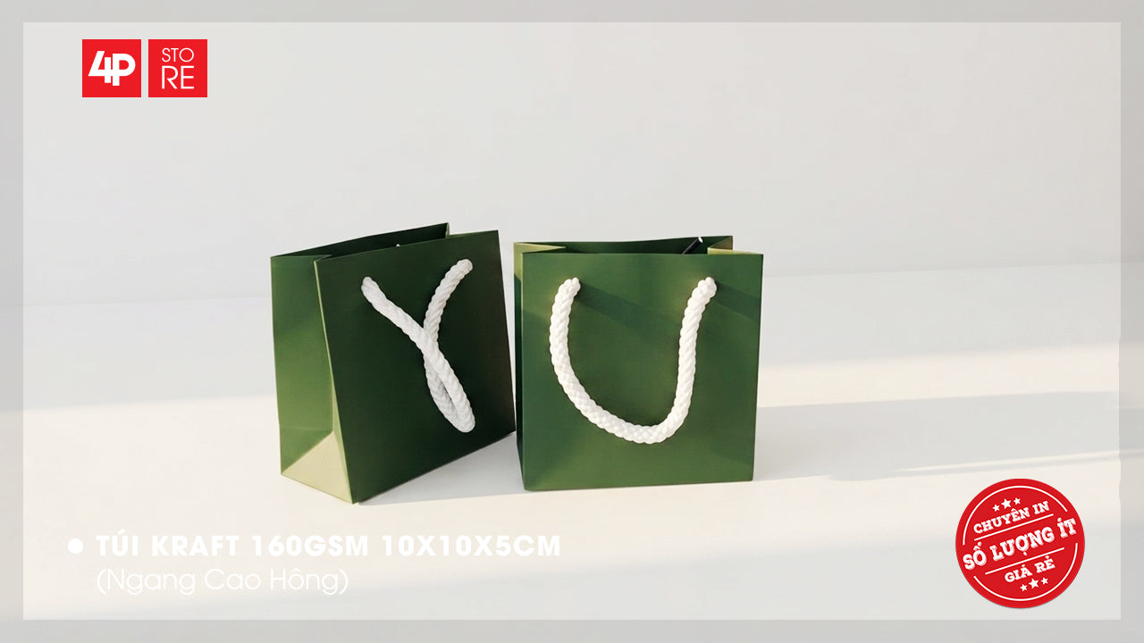 10 TÚI KRAFT XANH LÁ 10X10X5CM - QUÀ TẶNG NGÀY KỶ NIỆM