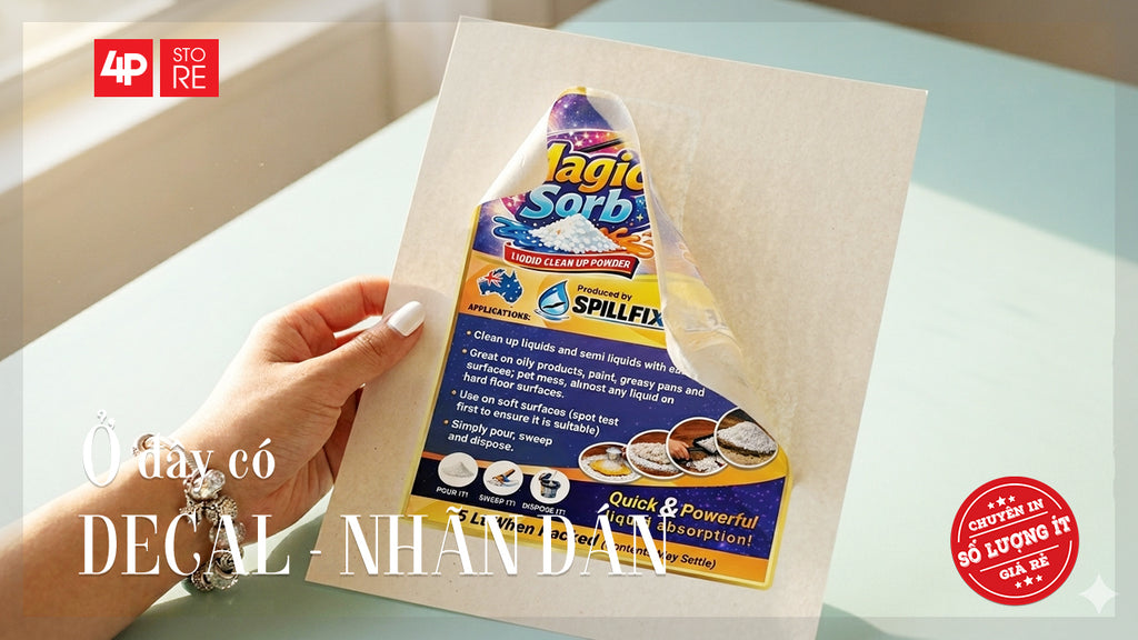 DECAL NHỰA TRẮNG ĐỤC, CÁN MÀNG, IN THEO YÊU CẦU