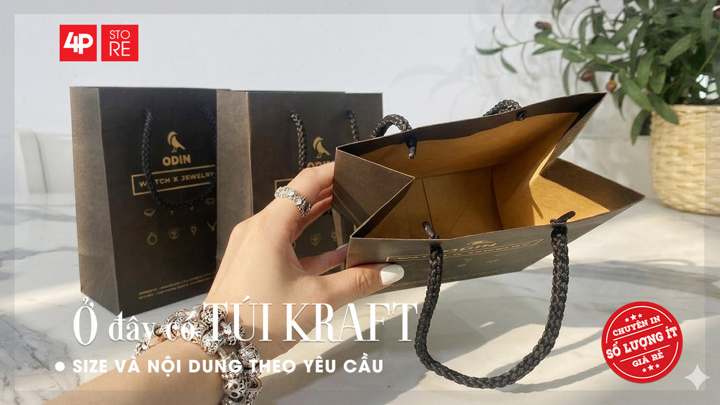 TÚI KRAFT ĐEN 120GSM IN OFFSET 1 MÀU ĐEN