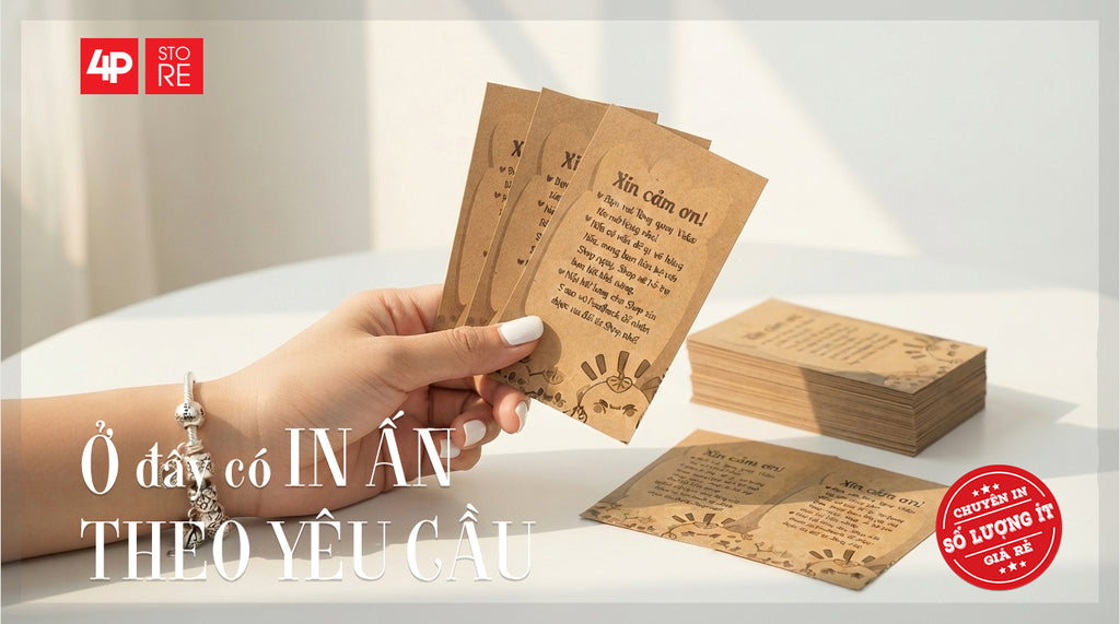 100 CÁI DANH THIẾP KRAFT NÂU 300GSM 1 MÀU ĐEN