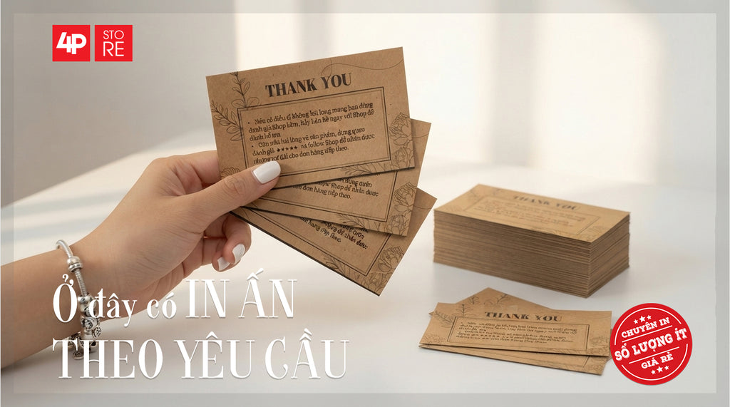 100 CÁI DANH THIẾP KRAFT NÂU 300GSM 1 MÀU ĐEN