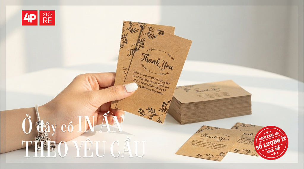 100 CÁI DANH THIẾP KRAFT NÂU 300GSM 1 MÀU ĐEN