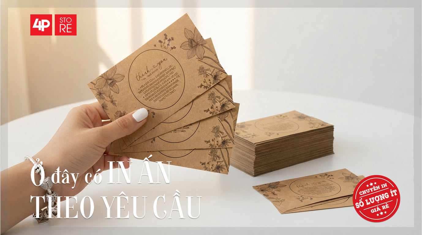 100 CÁI DANH THIẾP KRAFT NÂU 300GSM 1 MÀU ĐEN