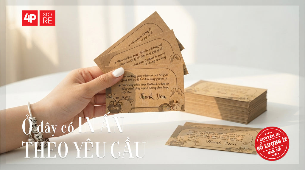 100 CÁI DANH THIẾP KRAFT NÂU 300GSM 1 MÀU ĐEN