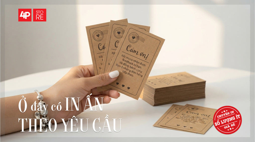 100 CÁI DANH THIẾP KRAFT NÂU 300GSM 1 MÀU ĐEN