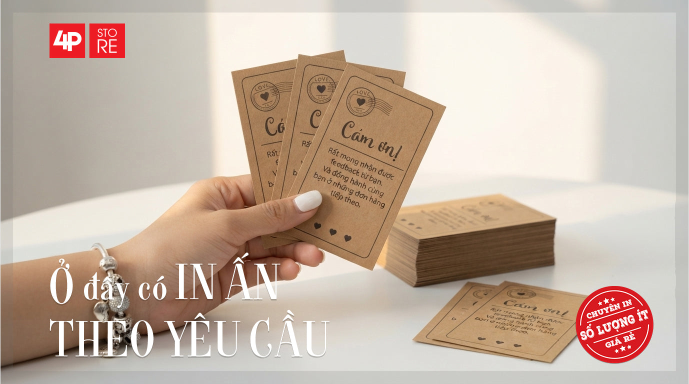 100 CÁI DANH THIẾP KRAFT NÂU 300GSM 1 MÀU ĐEN