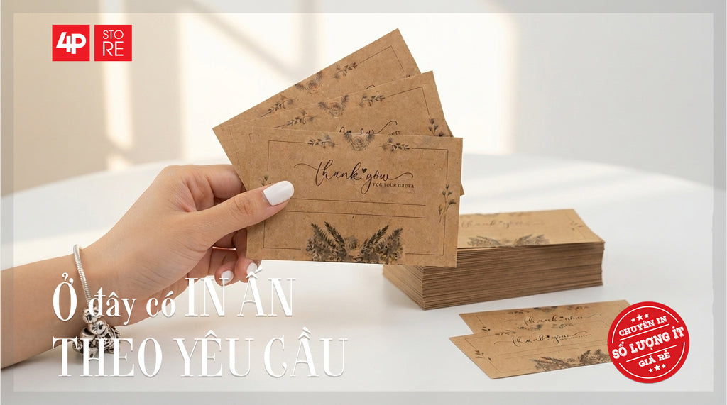 100 CÁI DANH THIẾP KRAFT NÂU 300GSM 1 MÀU ĐEN