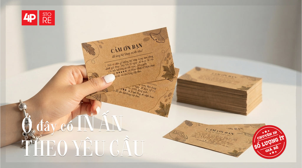 100 CÁI DANH THIẾP KRAFT NÂU 300GSM 1 MÀU ĐEN