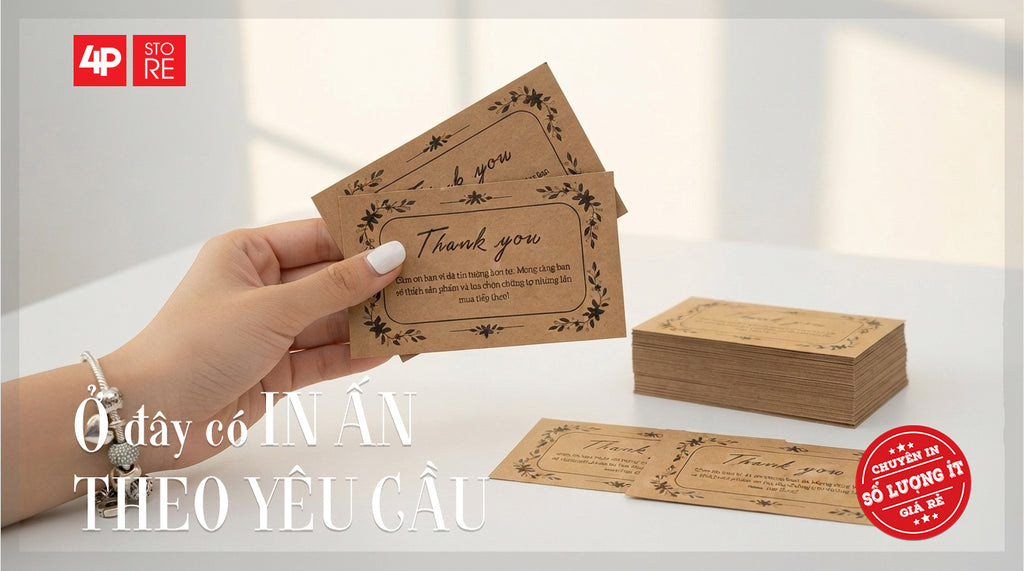 100 CÁI DANH THIẾP KRAFT NÂU 300GSM 1 MÀU ĐEN