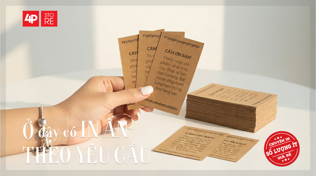 100 CÁI DANH THIẾP KRAFT NÂU 300GSM 1 MÀU ĐEN