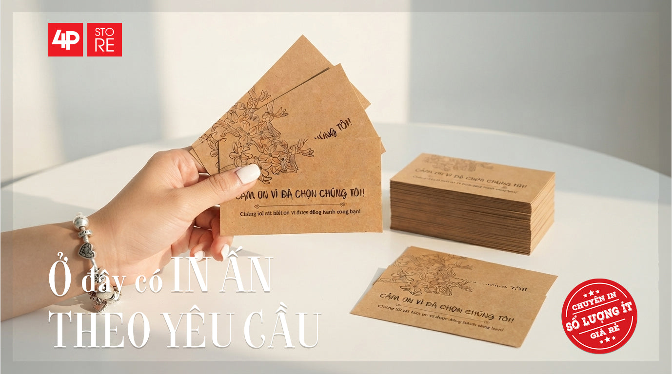 100 CÁI DANH THIẾP KRAFT NÂU 300GSM 1 MÀU ĐEN