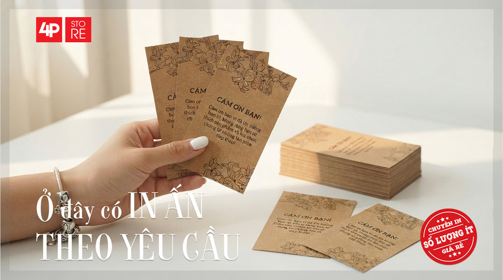 100 CÁI DANH THIẾP KRAFT NÂU 300GSM 1 MÀU ĐEN