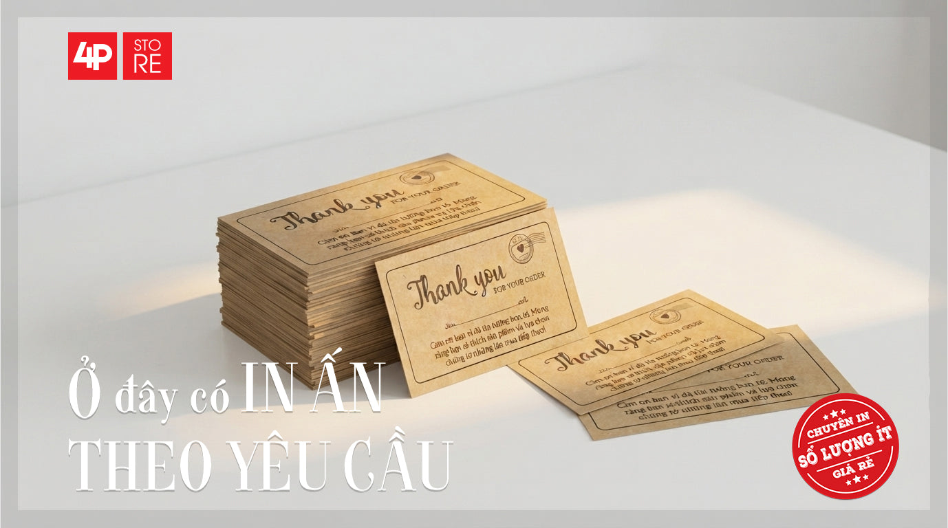 100 CÁI DANH THIẾP KRAFT NÂU 300GSM 1 MÀU ĐEN