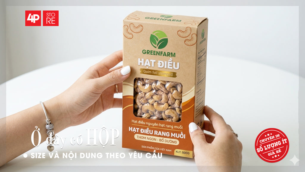 HỘP GIẤY IVORY 400GSM, ÉP KIM, CÓ CỬA SỔ SUPPORT - HỘP GREENFARM