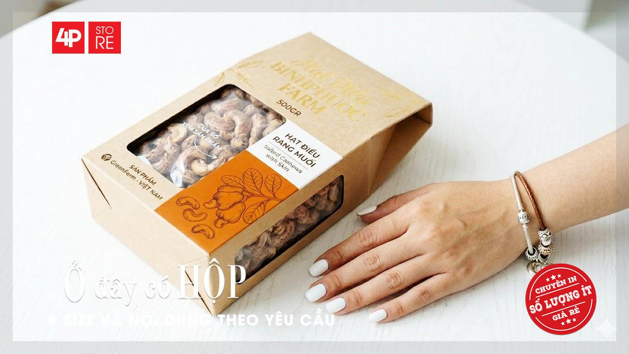 HỘP GIẤY IVORY 400GSM, ÉP KIM, CÓ CỬA SỔ SUPPORT - HỘP BÌNH PHƯỚC FARM