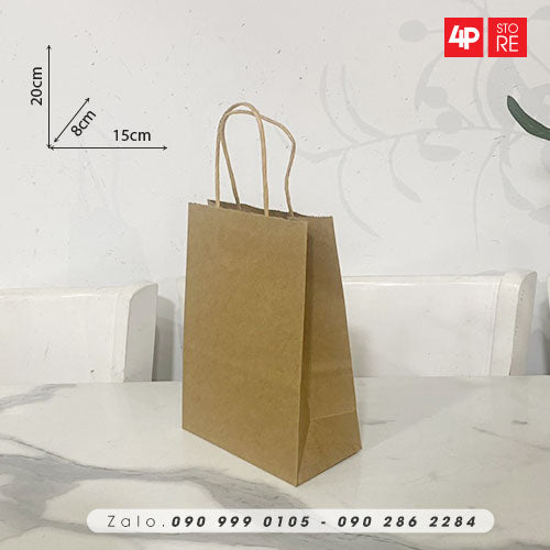 10 TÚI KRAFT 120GSM 15x20x8CM NGANG CAO HÔNG