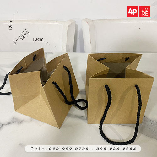 10 TÚI KRAFT 160GSM 12X12X12CM NGANG CAO HÔNG