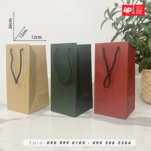 10 TÚI KRAFT 120GSM 12X26X12CM NGANG CAO HÔNG