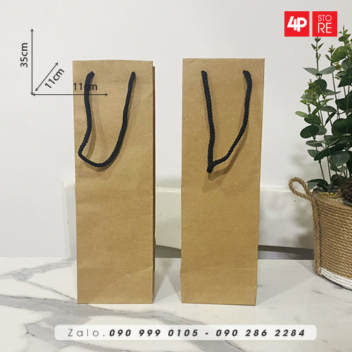 10 TÚI KRAFT 160GSM 11X35X11CM NGANG CAO HÔNG