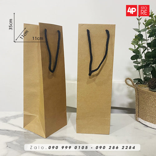 10 TÚI KRAFT 160GSM 11X35X11CM NGANG CAO HÔNG